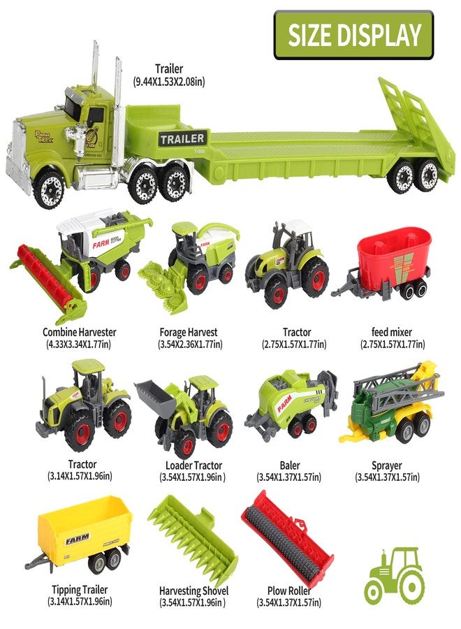 Oriate Kids Farm Toys Realistic Tractor Vehicle Playset, Diecast Car Set Educational Mini Farm Animals with Flatbed Trailer, Birthday Gift for Children 3 Year Old - Image 5